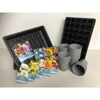 SPRING GARDENING KIT ( SEED TRAYS, INSERTS, POTS + 10 PACKS FLOWER SEEDS)